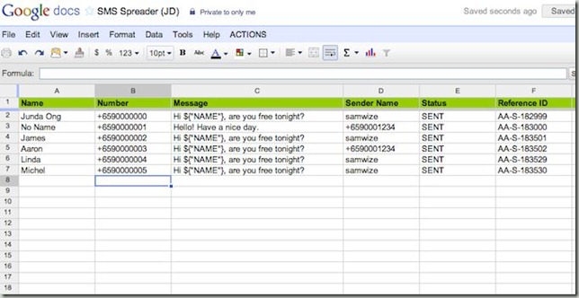 SMS blasting useing spreadsheet SMS blasting useing spreadsheet