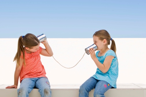 children talk tin can
